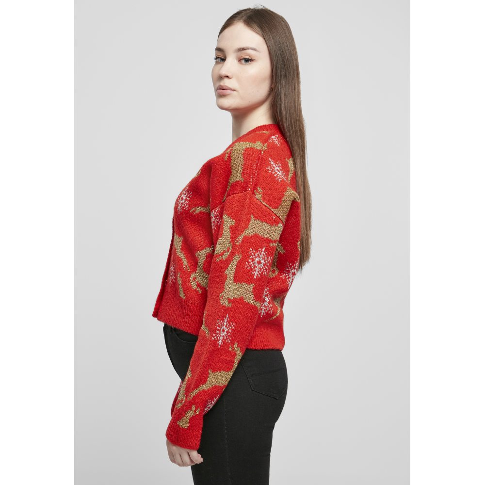 Urban Classics - Short Oversized Christmas Cardigan - Rood